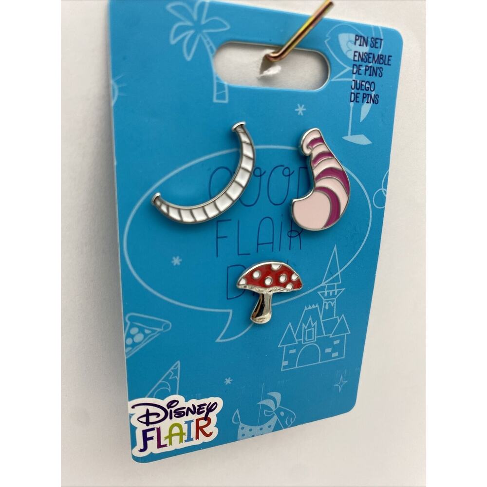 Disney Parks Pin Alice in Wonderland Flair 3 Pins Set Cheshire Cat and Mushroom - Picture 3 of 4